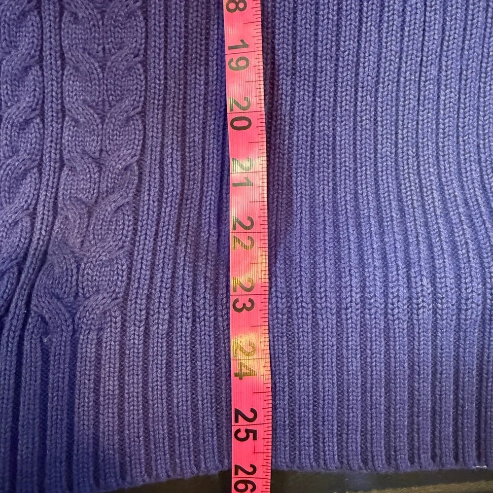 Lands' End Purple Cable Knit Full Zip Sweater Size XL